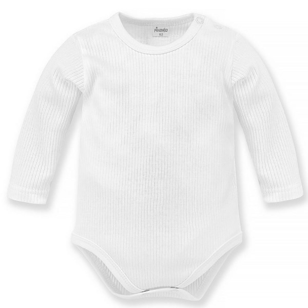 Dětské body s dlouhým rukávem z žebrované bavlny – Bílé- Lovely Day | Pinokio