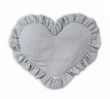 Dětský mušelínový polštář ve tvaru srdce Grey - Dolce Sonno