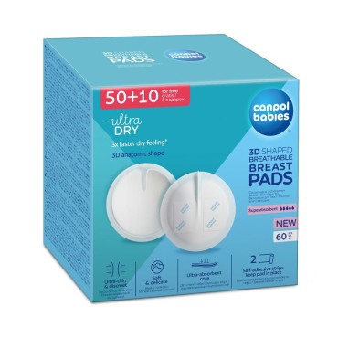 Tvarované prodyšné vložky do podprsenky 3D 60 ks 1/652 - Canpol babies