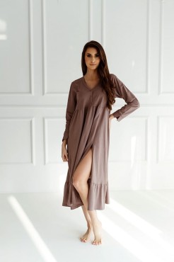 Dlouhá noční košile na kojení Ina/ Taupe - Dolce Sonno