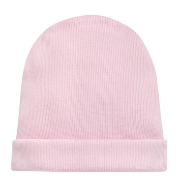 Dětská čepice beanie z žebrované bavlny růžová - Daisy | Pinokio