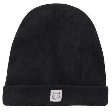 Dětská černá čepice beanie z žebrované bavlny - Tres Bien | Pinokio