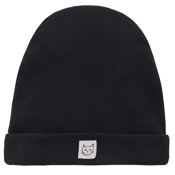 Dětská černá čepice beanie z žebrované bavlny - Tres Bien | Pinokio