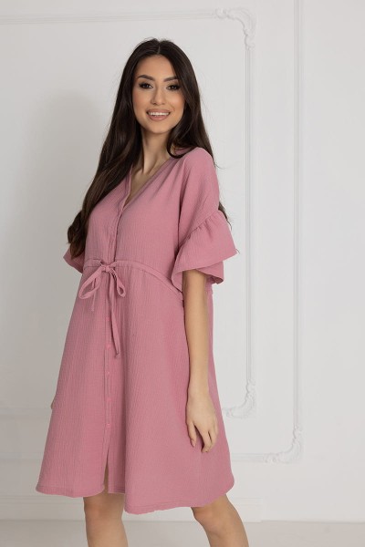 Mušlínová kojící noční košilka Celine / Pink – Dolce Sonno