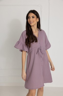 Mušlínová kojící noční košilka Celine / Lavender – Dolce Sonno