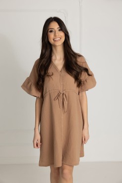 Mušlínová kojící noční košilka Celine / Toffee – Dolce Sonno