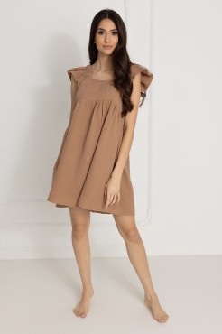 Mušelínová těhotenská a kojicí noční košile Flavia / Mocha - Dolce Sonno
