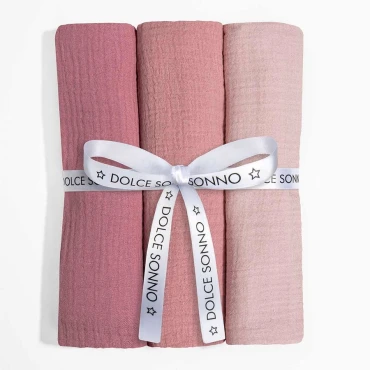 Sada 3 ks mušelínových plen 60 x 70 cm 100% bavlna Oeko-Tex | Sada 06 – Dolce Sonno