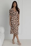 WUALAA Women - Dámské šaty midi KELLY Classic Collage Beige