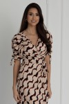 WUALAA Women - Dámské šaty midi KELLY Classic Collage Beige