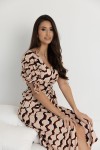 WUALAA Women - Dámské šaty midi KELLY Classic Collage Beige