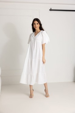 WUALAA Women - Dlouhé mušelínové šaty Ester / White