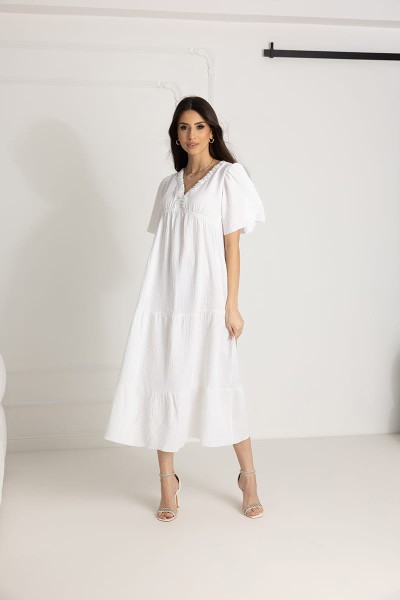 WUALAA Women - Dlouhé mušelínové šaty Ester / White