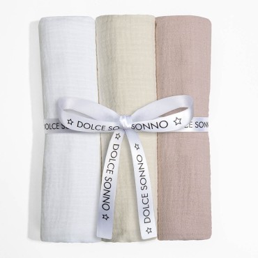 Sada 3 ks mušelínových plen 60 x 70 cm 100% bavlna Oeko-Tex | Sada 05 – Dolce Sonno