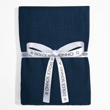 Velká mušelínová plena Zavinovačka Dětská deka 110 cm Navy Blue - Dolce Sonno