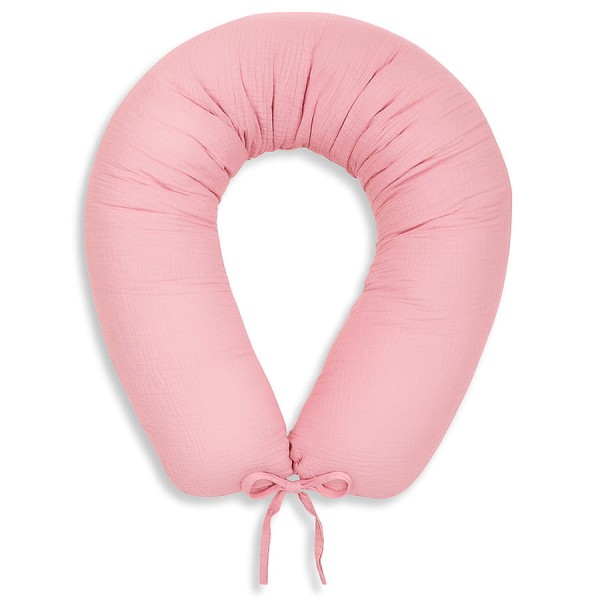 Mušelínový těhotenský polštář ve tvaru válce se zavazováním Blush 180 cm - Dolce Sonno