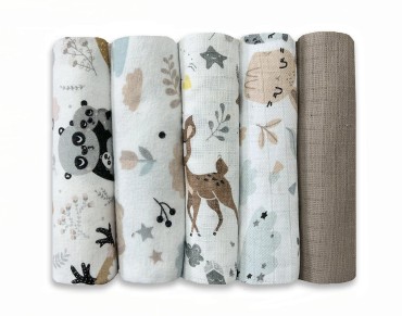 Premium Tetrové a Flanelové Látkové Pleny 5 ks - 70x80 cm 100% Bavlna Oeko-Tex | Sada 04 – Dolce Sonno