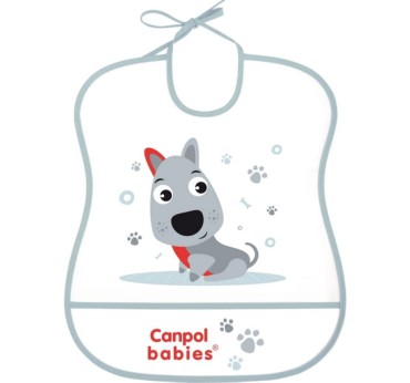 Měkký plastový bryndák s kapsou – grey dog | Canpol 2/919