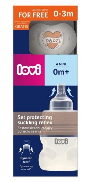 Láhev Lovi 150 ml, která nenarušuje sací reflex + dudlík Love Daddy