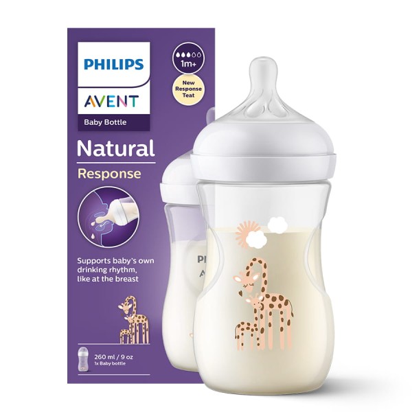 Kojenecká láhev Philips Avent Natural Responsive s motivem 260 ml s dudlíkem 1m+