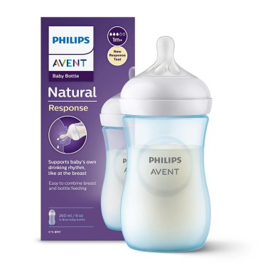 Kojenecká láhev Philips Avent Natural Responsive  260 ml – modrá s dudlíkem 1m+