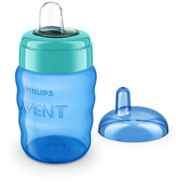 Avent Neodkapávací hrnek modrý  s měkkým náustkem 260 ml – ideální první hrnek pro vašeho malého