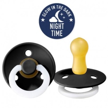 Uklidňující dudlík svítící ve tmě, kaučuk Hevea Black Night  S Bibs