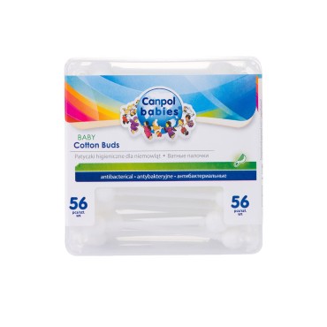 Hygienické vatové tyčinky s omezením 56 ks - Canpol Babies