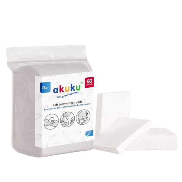 Bavlněné kosmetické tampony pro kojence, 60 ks | Akuku