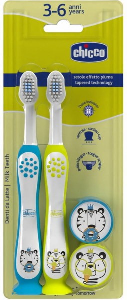 Dětská zubní kartáček Tygrys a Panda 3–6 let Chicco