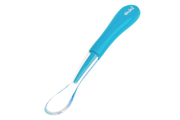 Silikonová lžička na krmení kojenců A0432 Blue Akuku