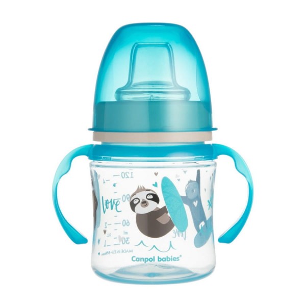 Naučný hrníček se silikonovým náustkem „Easy Start“  120 ml – Sweet Fun Modrý | Canpol