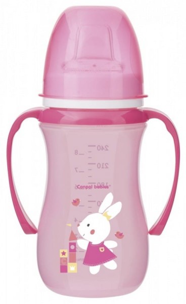 Tréninkový hrnek se silikonovým náustkem „Easy Start“  240 ml – Sweet Fun růžový | Canpol