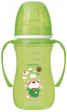 Tréninkový hrnek se silikonovým náustkem „Easy Start“  240 ml – Sweet Fun zelený | Canpol