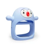 Smily Mia Silikonový kousací kroužek Tučňák Light blue