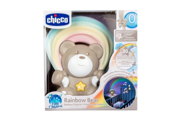 Chicco Medvídek s projektorem Duhový, šedý
