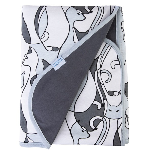 Bavlněná deka pro novorozence a kojence  75x100 Ines/Kočky tmavě šedá  - Baby Matex